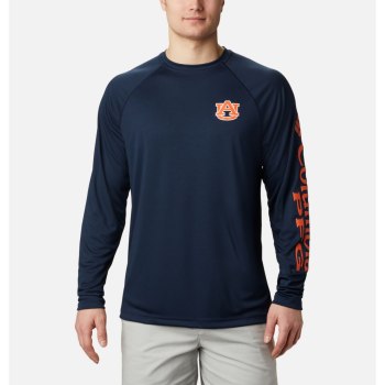 Columbia Sweater Heren, Collegiate PFG Terminal Tackle Long Sleeve - Auburn Donkerblauw Oranje, 38NW